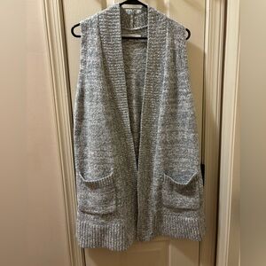 Grey and White long knit vest